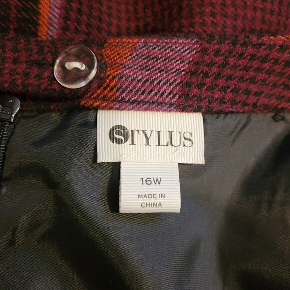 Stylus Plaid Skirt 16W Preppy Academia Wool Feel Lined Workwear Classic Plus - Picture 5 of 11